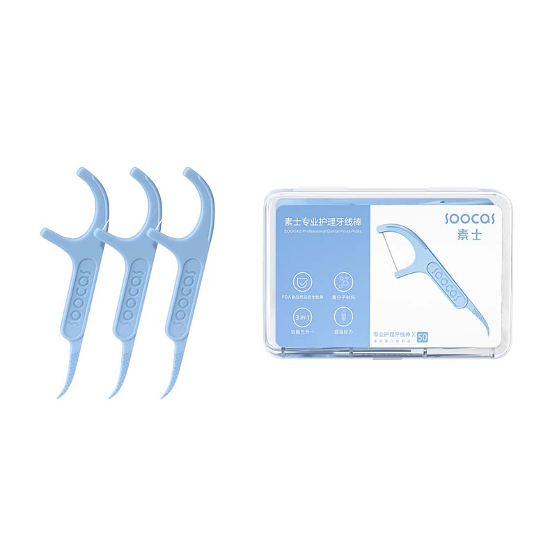 Ata Dentara Tip Scobitoare 3 In 1 Soocas 50 Buc Albastru